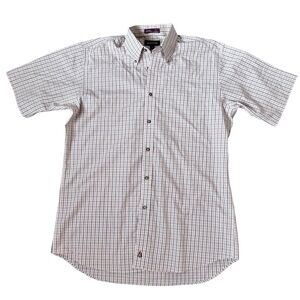 Nordstrom Plaid Button Down Shirt Size Medium 100% Cotton Red | Brown | Tan